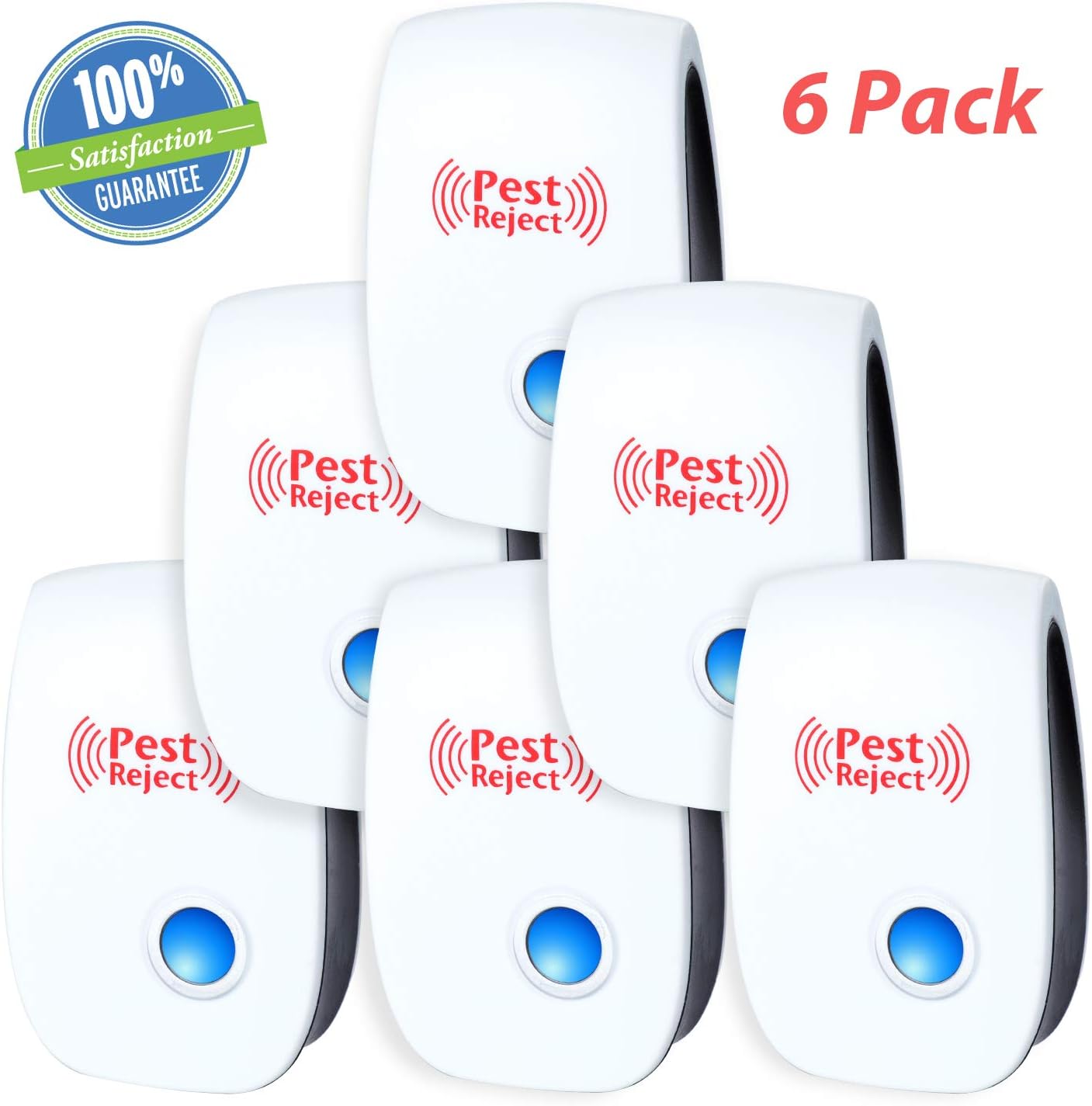 MUCH Ultrasonic Pest Repellent Plug in Electronic Controller to Insects Mosquitoes Roaches Spiders Ants Rats Bugs Safe for Human & Pets (Pack of 6)