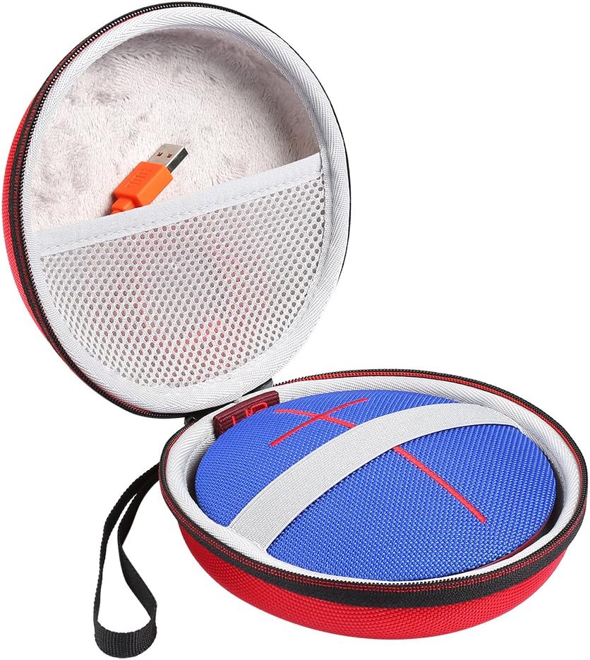 Poschell Case for UE Roll 2 or UE Roll Wireless Bluetooth Portable Speaker Protective Travel Carrying Bag Fits USB Cable Red