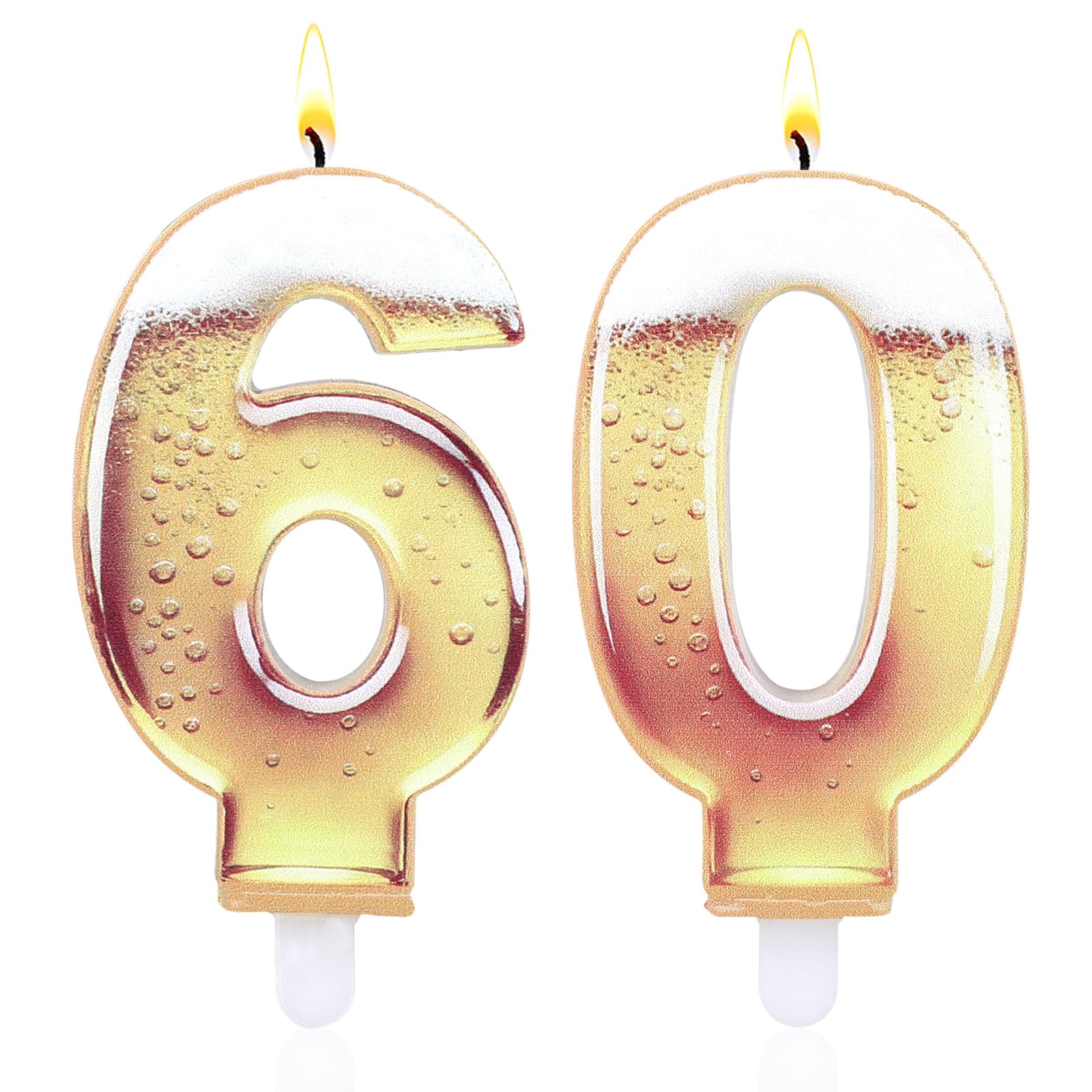 Birthday Cake Candles, Beer Themed Cake Topper Decorations Funny Party Supplies for Men Beer Lover Birthday Celebration (60) โ image 1