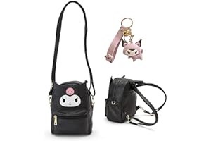 SHUYUN Girls Anime Kawaii Mini Backpack, Keychain Anime Cosplay Back Pack Cute Doll Handbag Shoulder Bag(Black)