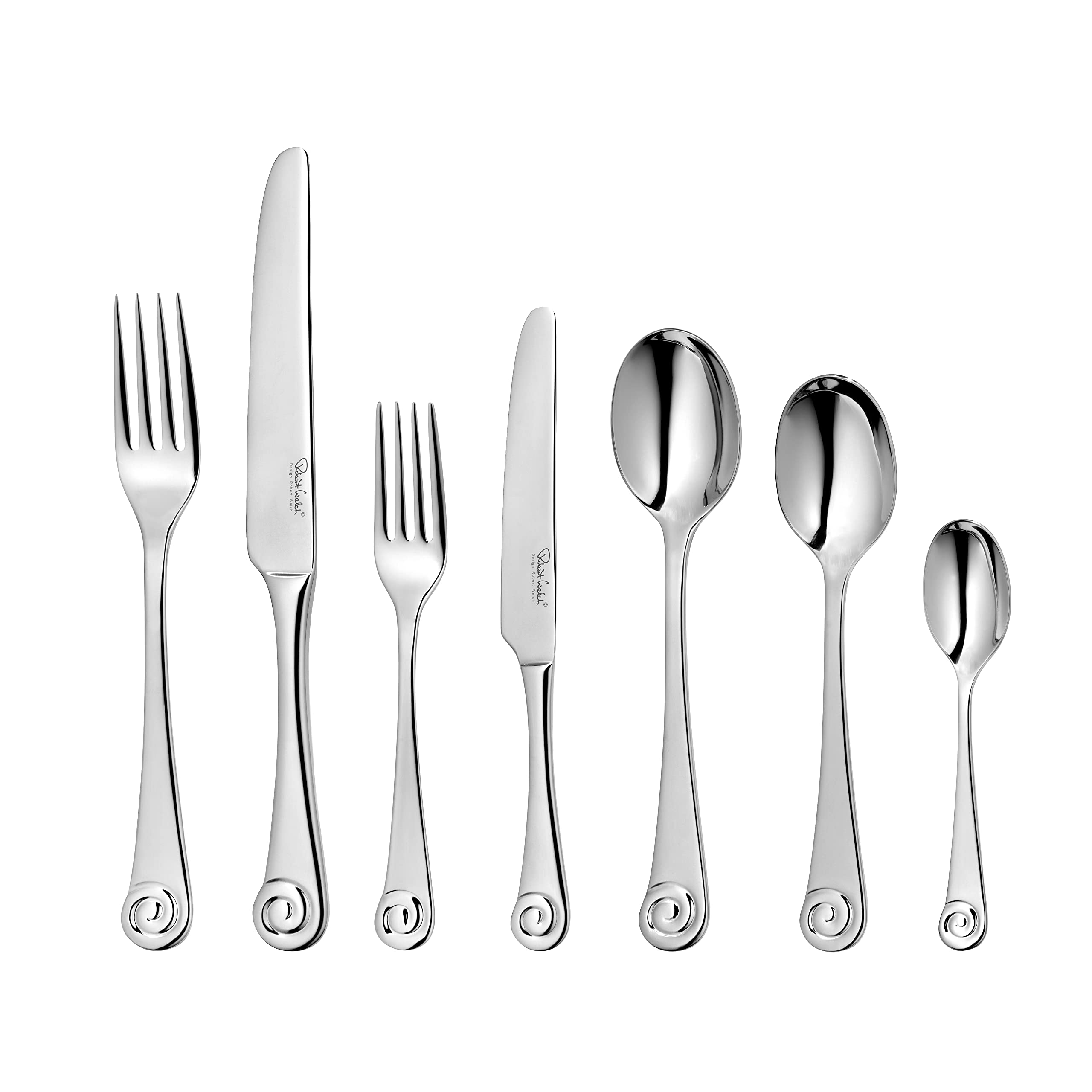 Robert Welch Ammonite Bright, 42 Piece Cutlery Set for 6 People. Made from Stainless Steel. Dishwasher Safe.