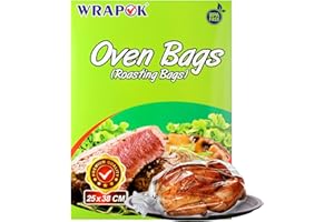 WRAPOK Oven Cooking Turkey Bags Small Size Ribs Baking Roasting Bags No Mess For Chicken Meat Ham Poultry Fish Seafood Vegetable on Thanksgiving - 8 Bags (10 x 15 Inch)