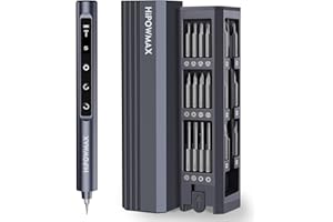 HIPOWMAX Mini Electric Screwdriver Set, 49-in-1 Electric Precision Screwdriver Cordless, 5 Torque Settings, LED Lights, Pry Bar, Tweezer, Repair Tool Kit for Computer PC Phone Camera Watch