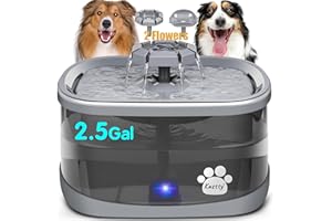 Kastty 2.5Gal/9.5L Dog Water Fountain Extra Large Pet Water Fountain 3 Flow Modes Cat Water Fountain Larger Filter Filtration& Smart LED Pump& Safe Touch, BPA-Free, Quiet, Ideal for Large Dogs Pets