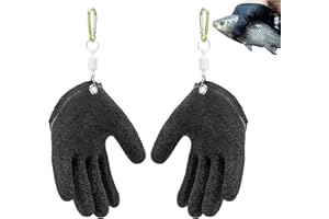 PUREADEE 2PCS Fishing Gloves with Magnet Release,Fisherman Professional Catch Fish Gloves, Fishing Puncture Proof Gloves, Fishing Glove for Handling, Catching, Cleaning（Black）