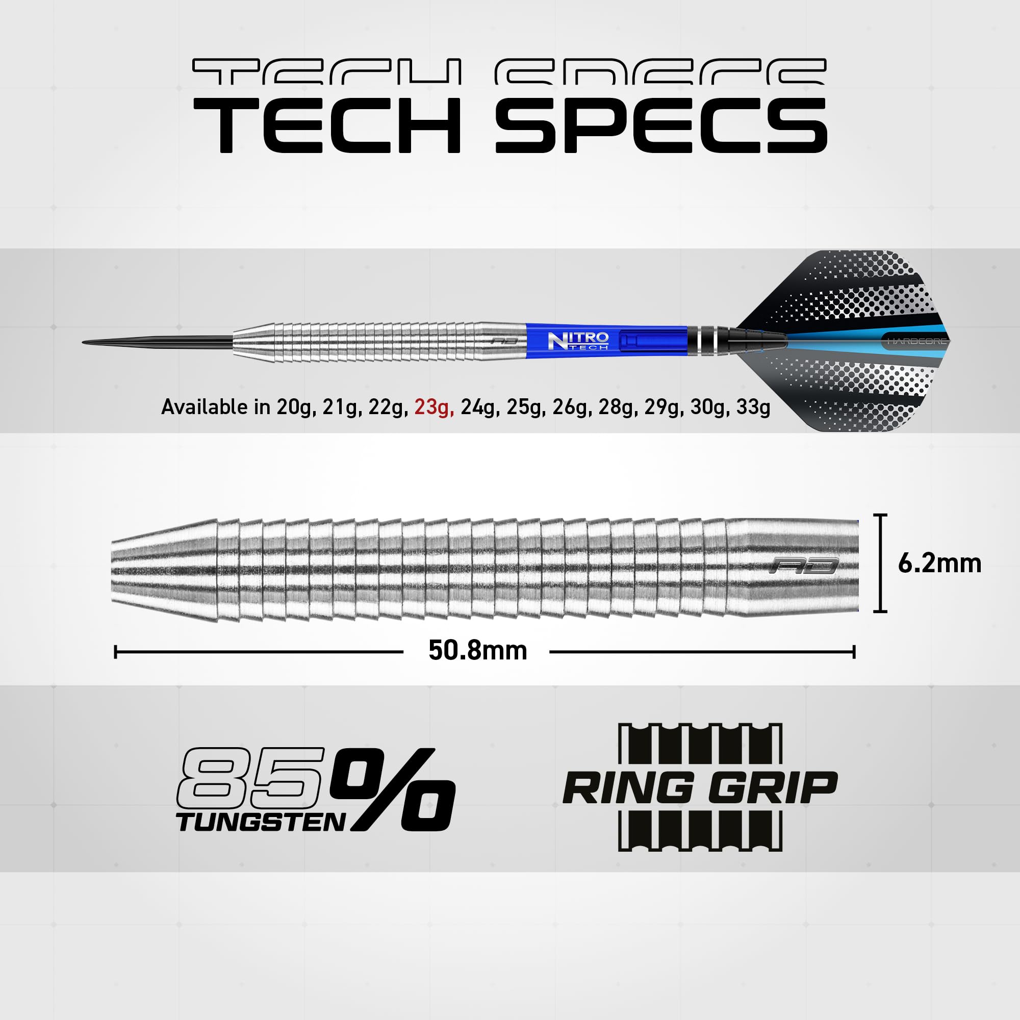 RED DRAGON Darts - Razor Edge Original 23g Dart Set | 85% Tungsten Dart Pfeile - Profi Steeldarts Dartpfeile inkl. Flüge & Schäfte 3