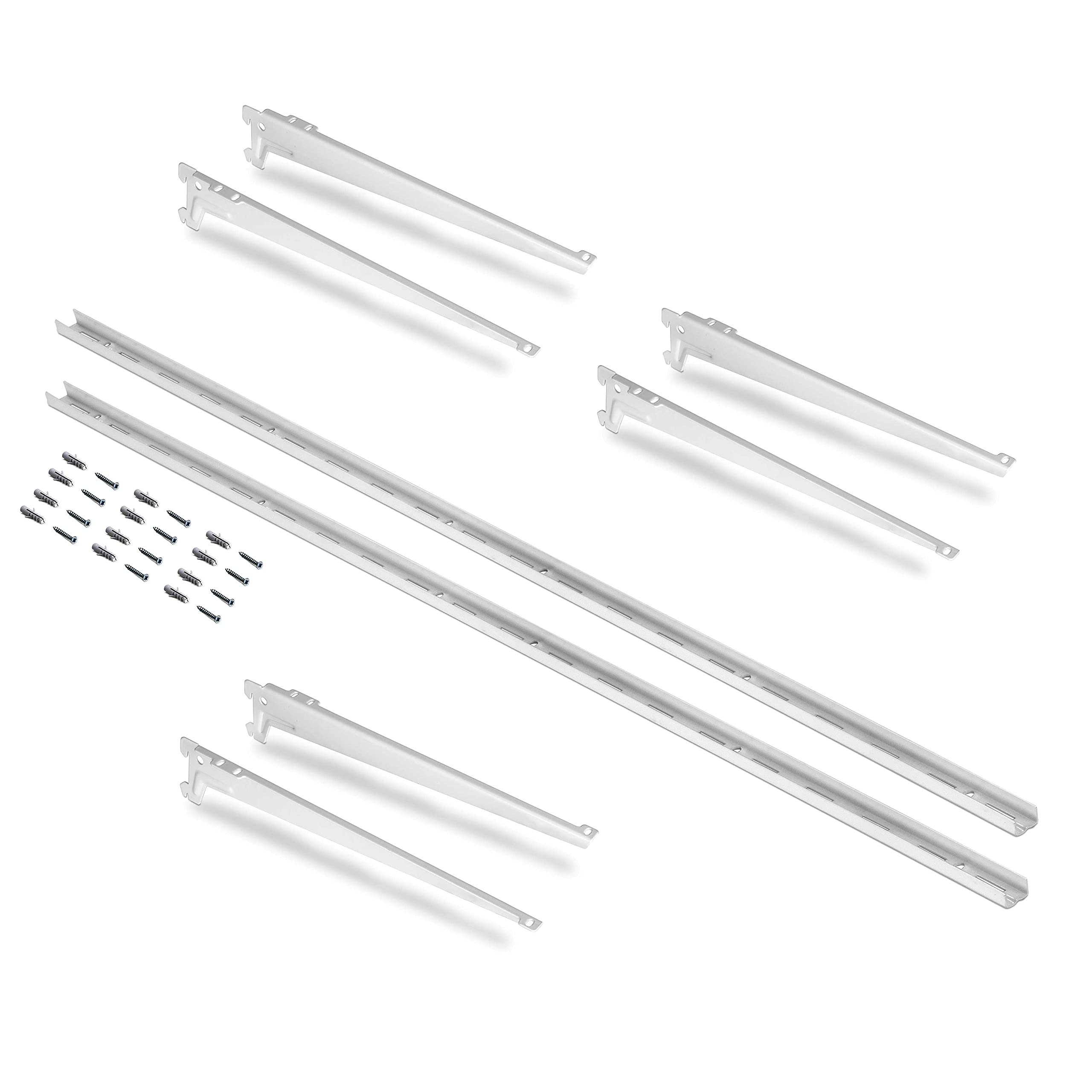 Emuca - Wall fastening rails and Jagmet shelf supports, 11,02 inch (280mm), White painted, Steel