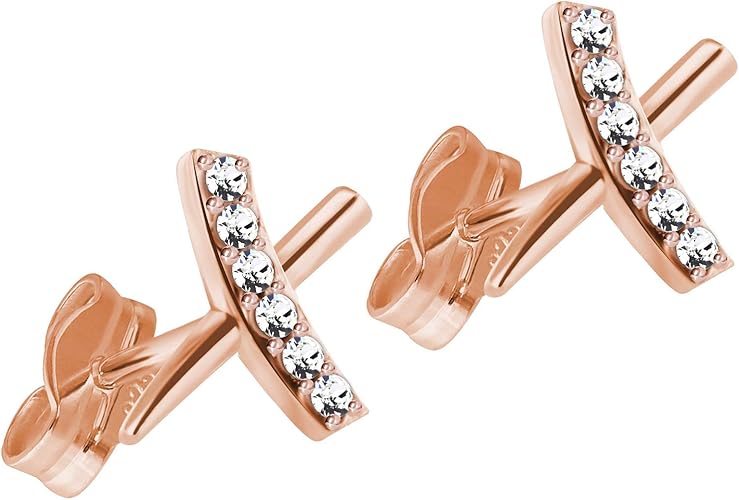 Treuheld X Ohrstecker Mit Kristallen 925 Silber Rose Gold Sterling Silver Kreuz Damen Herren Strass Ohr Ringe Kristall Ohr Stecker Mit Zirkonia Echt Silber Ohr Schmuck Zum Stecken Amazon De Schmuck
