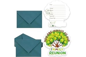 FENGHERUIA 50 Pack Family Reunion Invitation with Envelopes Double Sided Greenery Fill-in Invite Cards for Party Bridal Showe