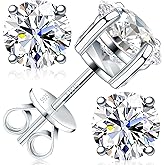 Velelia Moissanite Earrings for Men Women, 0.2ct-3.0ct Men 925 Sterling Silver Earrings, Round Cut Diamond Stud Earrings for Women