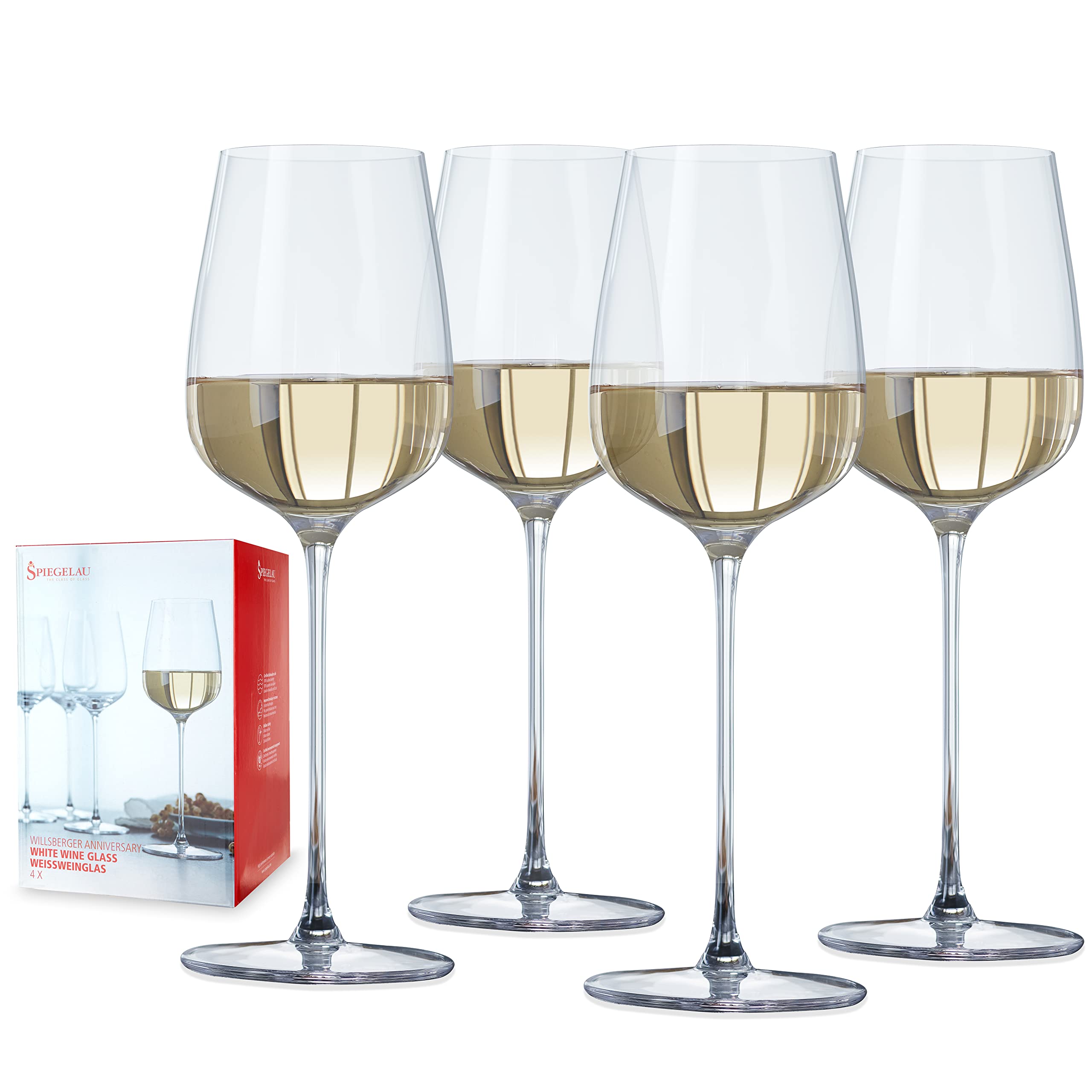 Spiegelau Willsberger Anniversary Large Wine Glasses, White, Set of 4