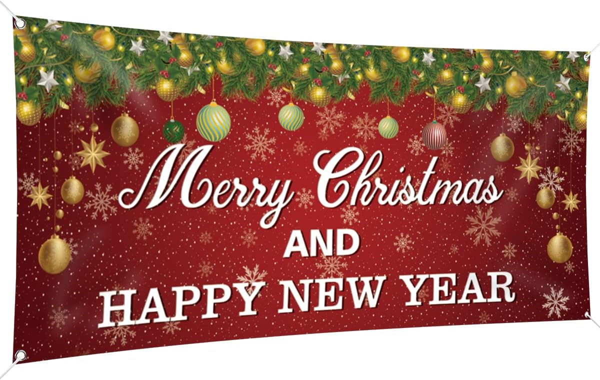 Garage Door Decorations - PARSUP Christmas Garage Door Banner, 13ft x 6ft Merry Christmas Garage Cover Large Xmas Party Background Decoration for Photography, Holiday Photo Booth Props Outdoor Hanging Decor for Winter Supply