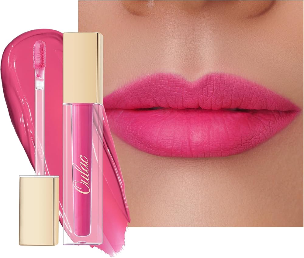 Oulac Matte Liquid Pink Lipstick Vegan Rose Oil Vitamin E M09