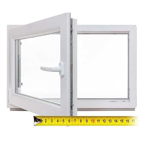Kellerfenster - Kunststoff - Fenster - weiß - 3-fach-Verglasung - BxH: 85x80 cm - DIN rechts - 60mm Profil - verschiedene Maß