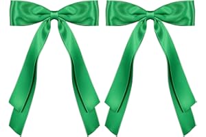 MIROKSH 5.5inch Satin Green Bows Hair Clip Long Tail Ribbon Ponytail Hairpins for Women Girls Christmas Earth St. Patrick’s Day Carnival Spring Outfit Dress Decor Accessories Gift