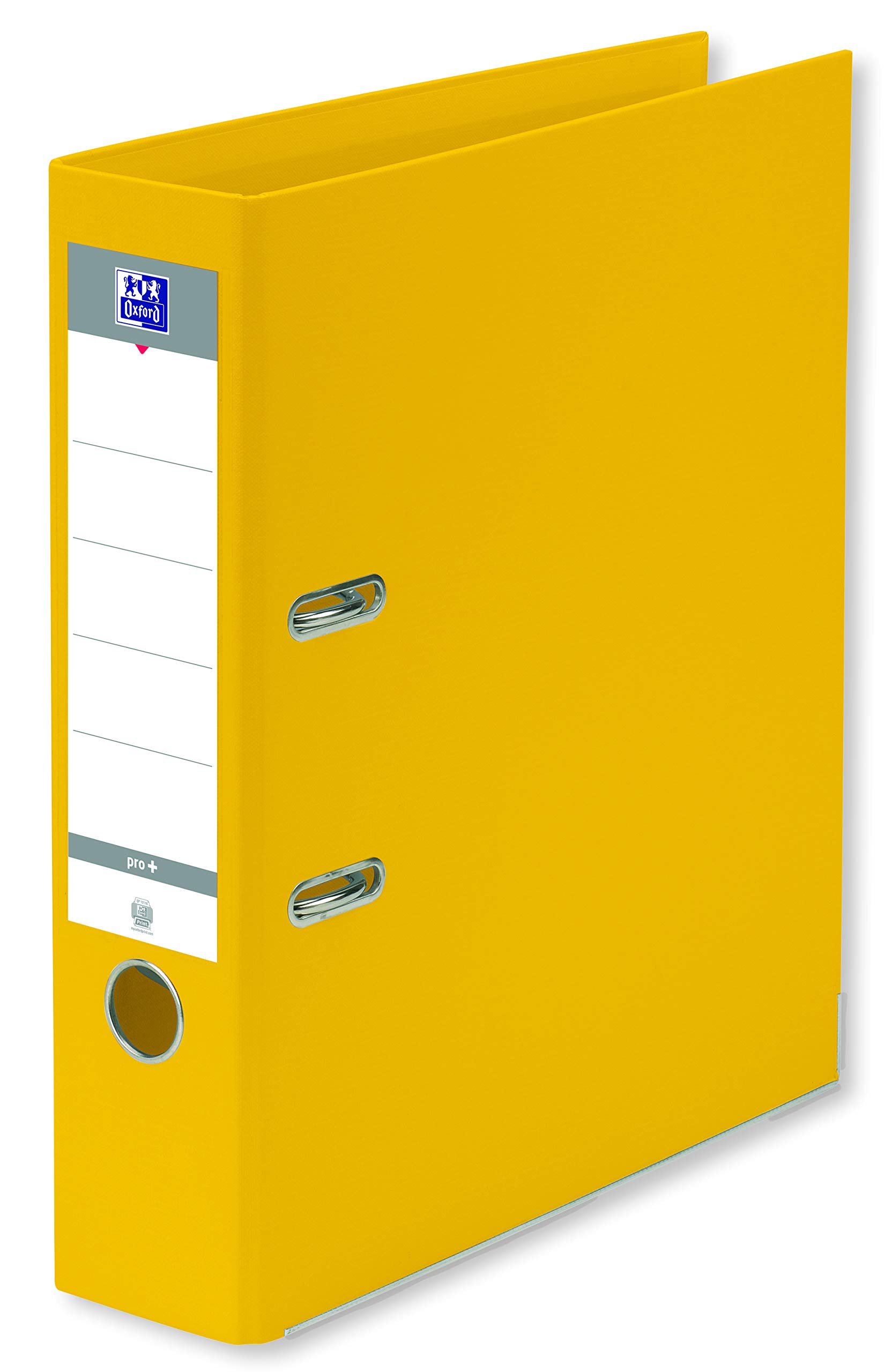 OXFORD Smart Pro+ A4XL Lever Arch File 80 mm Spine 2 Rings Polypropylene Cover Yellow
