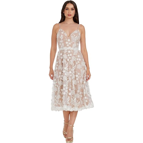 slim fit dress slacks Pellagia Floral Eyelet Midi Dress
