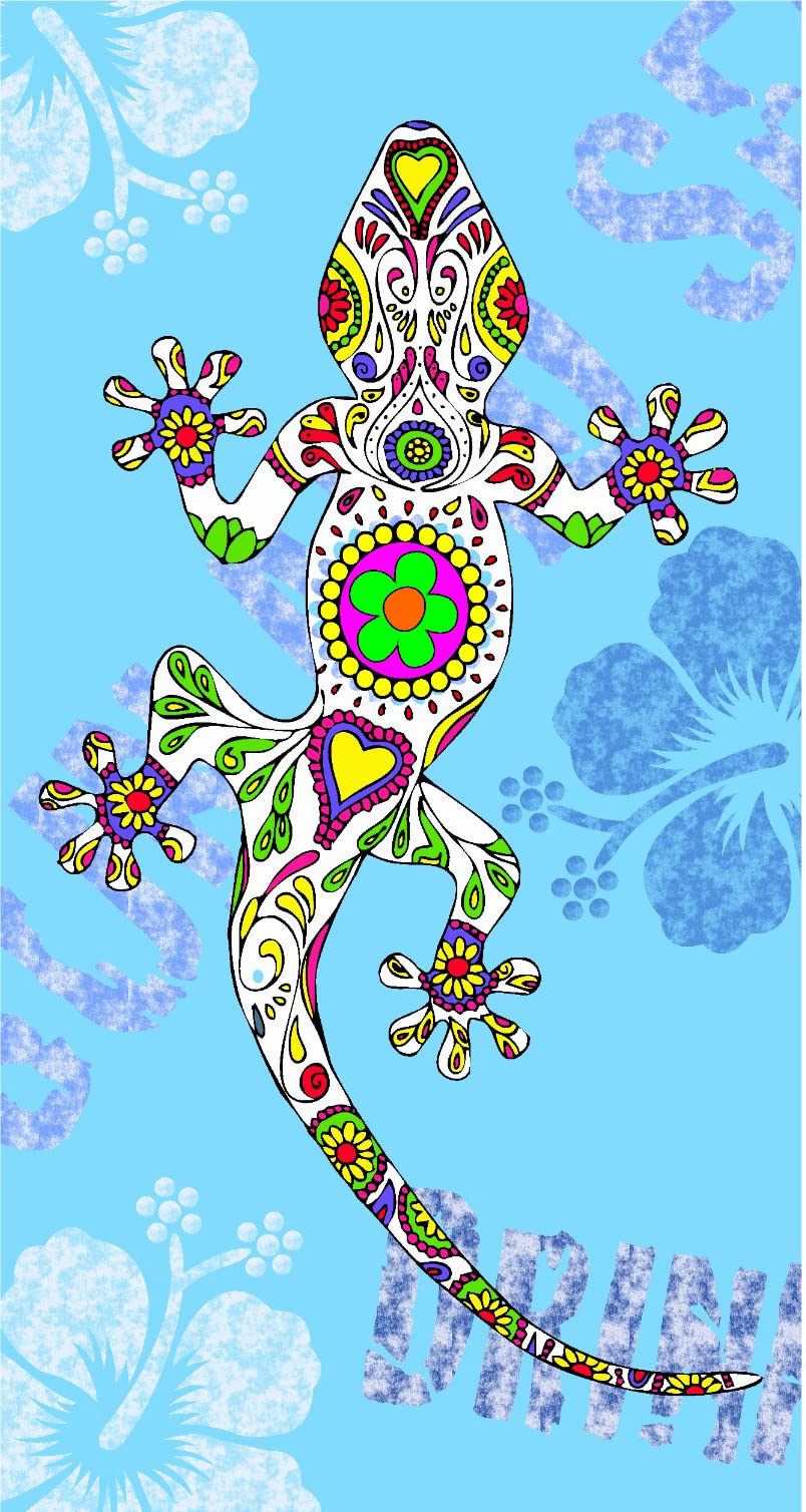 Miracle Home. Microfibre Beach Lizard Towel, 100% Polyester, Blue, 75 x 145 cm — image 1