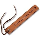 Engraved Leather Bookmark - to Many More Chapters Together, Book Club Reading Page Marker, Gift for Book Lover Nerd Bookworm Wife Girlfriend Fiance Third Year Wedding Anniversary Engagement