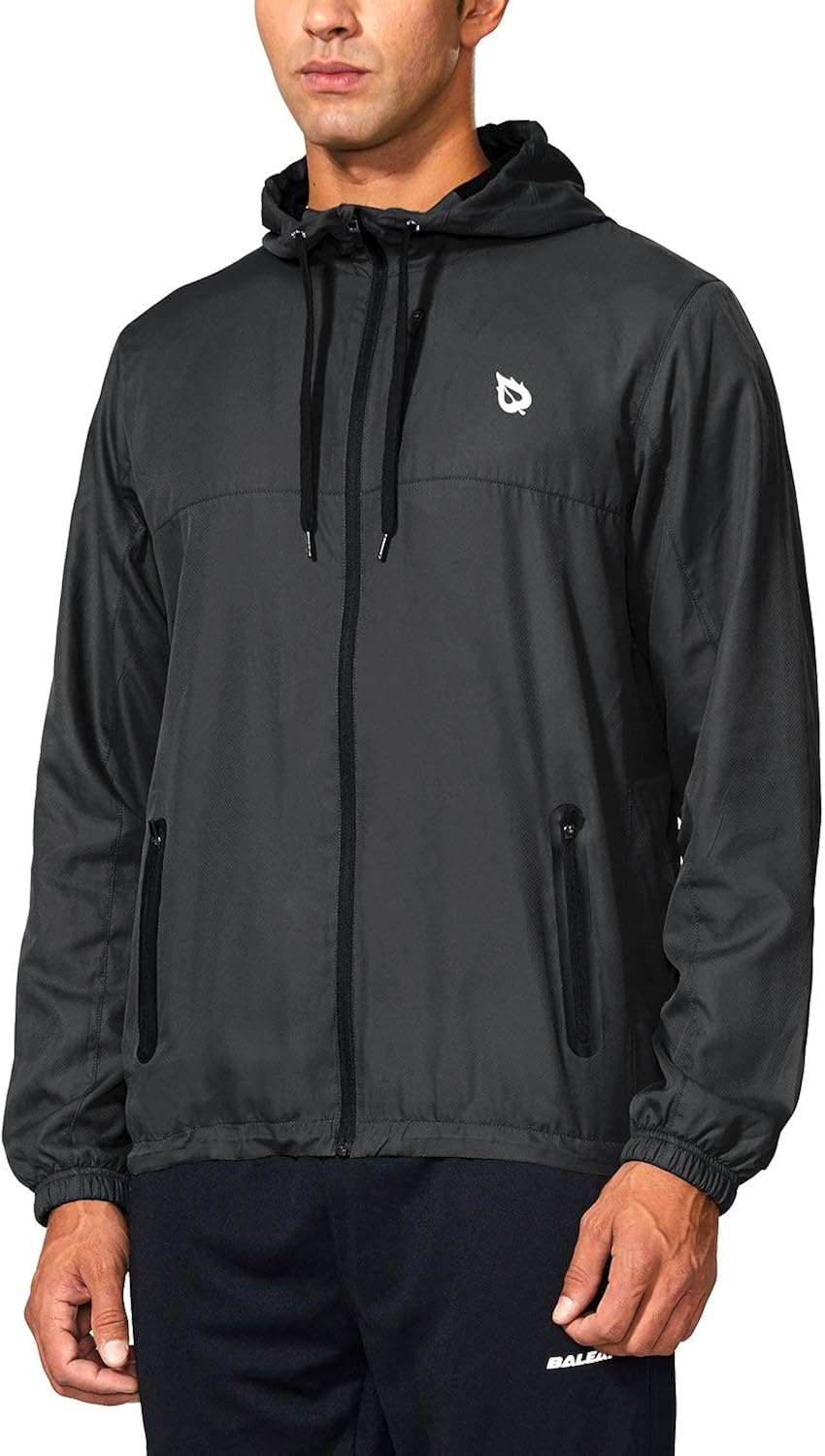 BALEAF Men's Sports Windbreaker Running Track Workout Jackets Lightweight Water Resistant Jackets Zip Pockets: Clothing