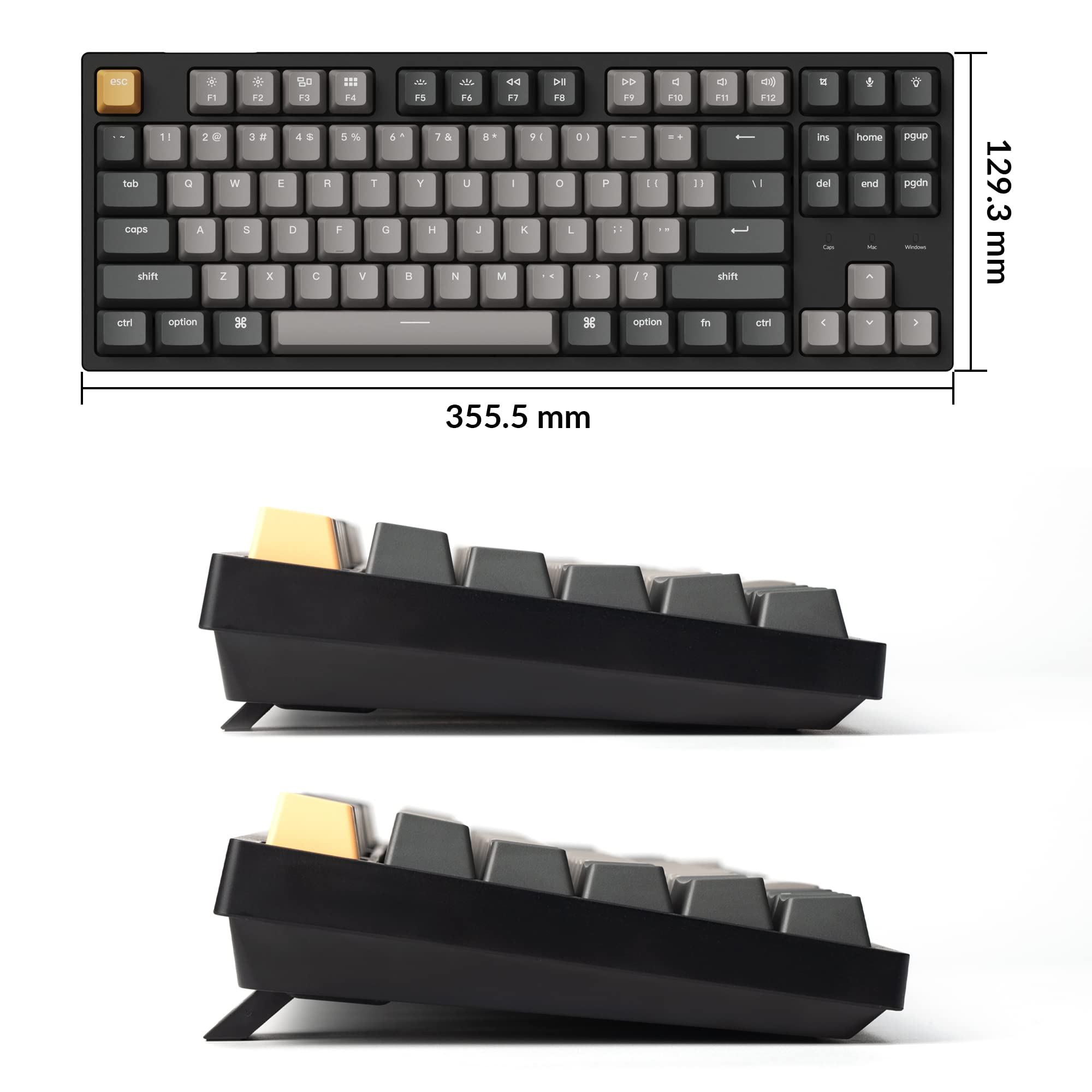 Keychron C1 Pro Custom Wired Mechanical Keyboard, TKL Layout RGB QMK/VIA Programmable Macro with Hot-swappable K Pro Red Switch OEM Profile Double-Shot PBT Keycaps Compatible for Mac Windows Linux