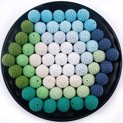 baby tete Gehäkelte Perlen Häkeln Bio Spielzeug Lebensmittelqualität DIY Mischkugel Holzperlen Stricken Grüne Serie 20mm/50pc
