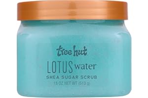 Tree Hut Lotus Water Shea Sugar Scrub, Exfoliating, Hydrating & Moisturizing Body Scrub with Shea Butter & Nourishing Essential Oils, Smooth & Soften Skin, 18 oz