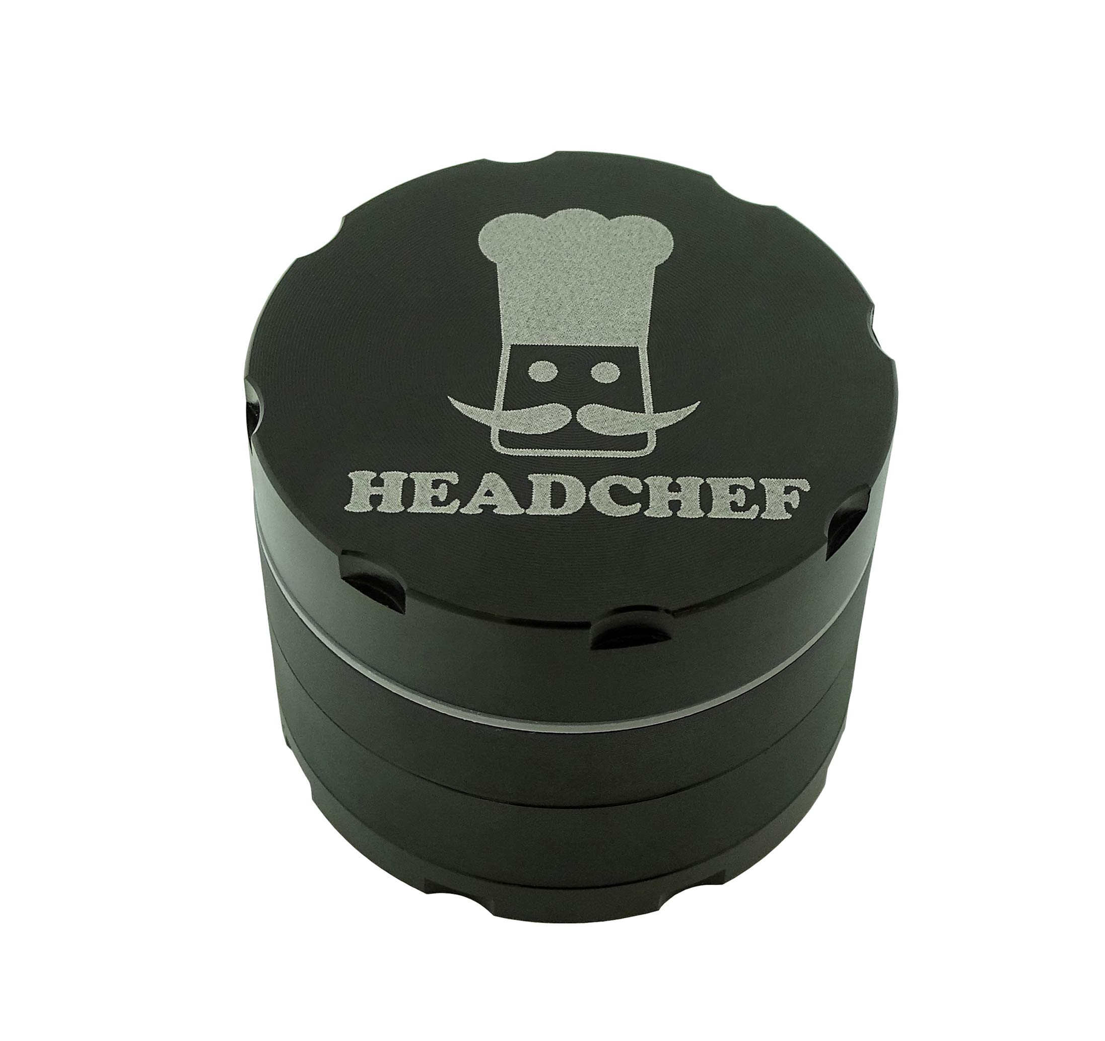 Headchef Razor, 4 Piece Grinder, Metal Herb Grinder with Sifter Scraper (Black, 40mm) — image 1
