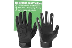 RIGWARL Lineman Football Gloves for Adults, White and Black Padded Football Gloves for Men, Offensive Defensive Lineman Glove