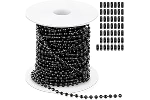 Yaocom 50ft 3mm Ball Beaded Chain with 50 Connectors for Roller Shade & Vertical Window Blinds, Dog Tag Chain, Jewelry Making/Crafts & DIY Projects(Black)