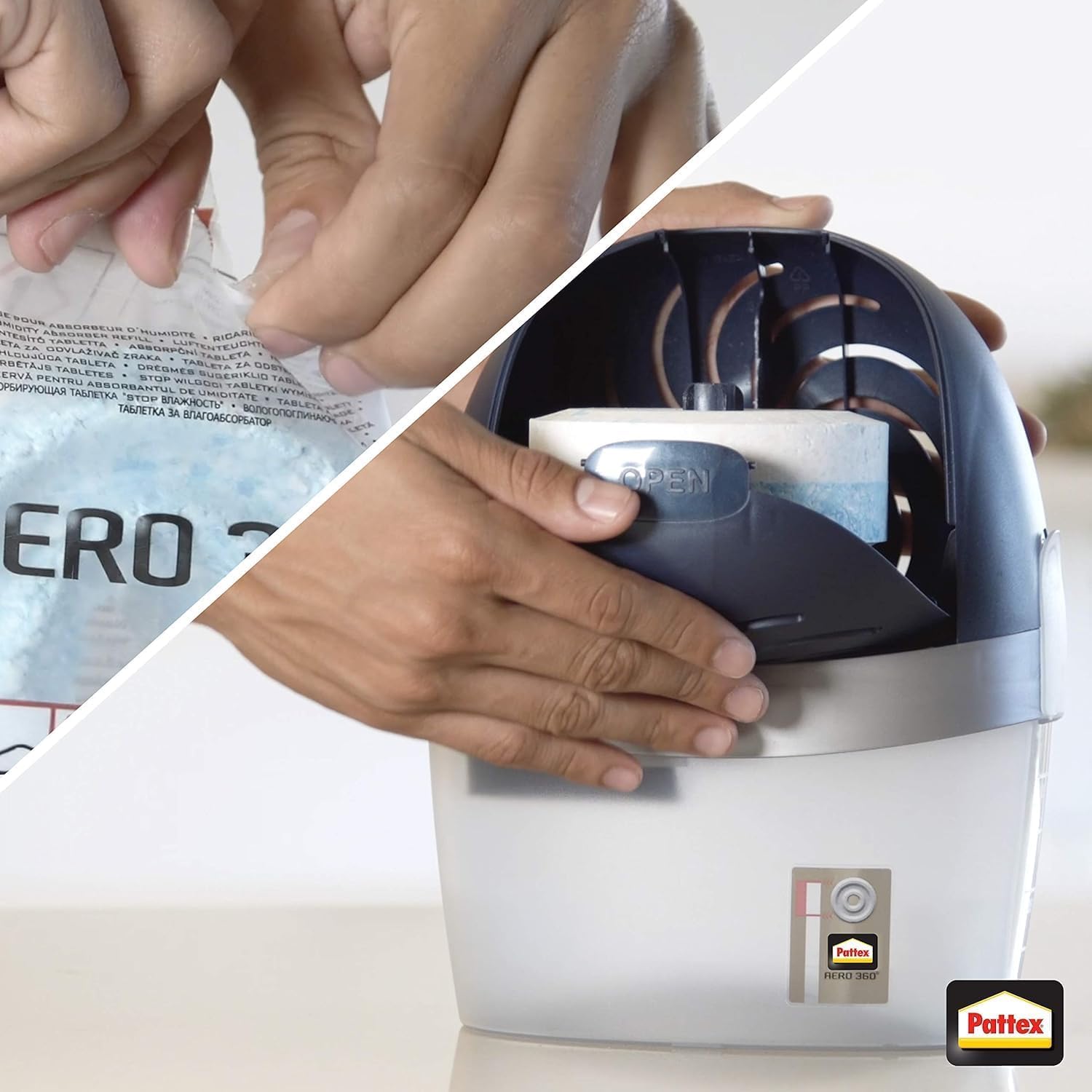 Pattex AERO 360° Wildblumenwiese Tabs Nachfüllpack, reduzieren Feuchtigkeit und schlechte Gerüche, Nachfülltabs für den Luftentfeuchter AERO 360°, 2er-Pack (2x450g) 5