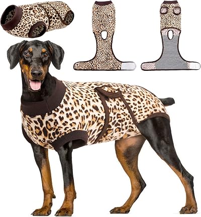 Kuoser Dog Surgery Recovery Suit After Surgery Declaw Spay Neuter Brown L