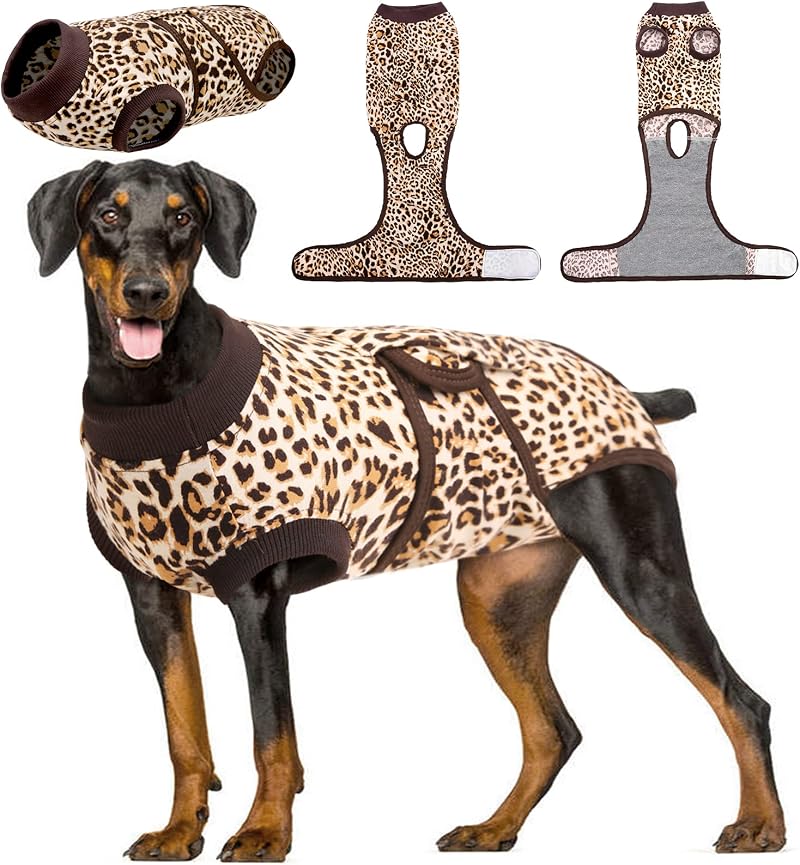 Kuoser Dog Surgery Recovery Suit After Surgery Declaw Spay Neuter Brown L