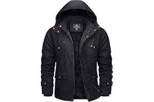 TACVASEN Men's Winter Jackets Military Fleece Tactical Windproof Cotton Jacket Thick Warm Cargo Hooded Work Casual Coats