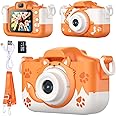 LOVCLIKS Kids Camera Toys for 3-8 Year Old Kids - Children Digital Video Camcorder Camera with 2 Cartoon Soft Silicone Cover, Christmas Birthday Festival Gift for Kids - 32G SD Card Include (Orange)