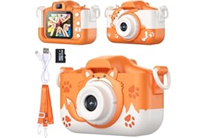 LETING Kids Camera for 3-12 Year Olds | HD Dual Lens Camera with 32GB Memory Card, 2 Shockproof Silicone Cases, Educational Games, MP3 Player, Video Recorder & Fun Filters | Gift for Boys Girls