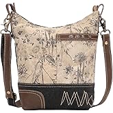 Myra Bag Floral Purses for Women - Canvas Floral Purse with Genuine Leather Accents, Casual Everyday Women’s Flower Bag