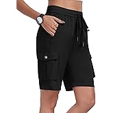 MoFiz Women's Cargo Shorts Quick Dry Athletic Shorts Lightweight Running Summer Hiking Shorts with Pockets