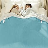 VELLUBAM Queen Size Electric Blanket 84" x 90" - Flannel Sherpa Washable Heated Blanket with Dual Control, 5 Heating Levels & 10 Hours Auto Off, Heating Blanket with Overheat Protection for Home(Blue)
