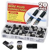 20Pcs Large Quick Connect Wire Connectors &ndash; No Stripping Double Wire Plug in Connector, Flame Retardant Lock Strip Connector for LED Strip Lights, DIY, Low-Voltage &amp; Model Kit, 16-18AWG