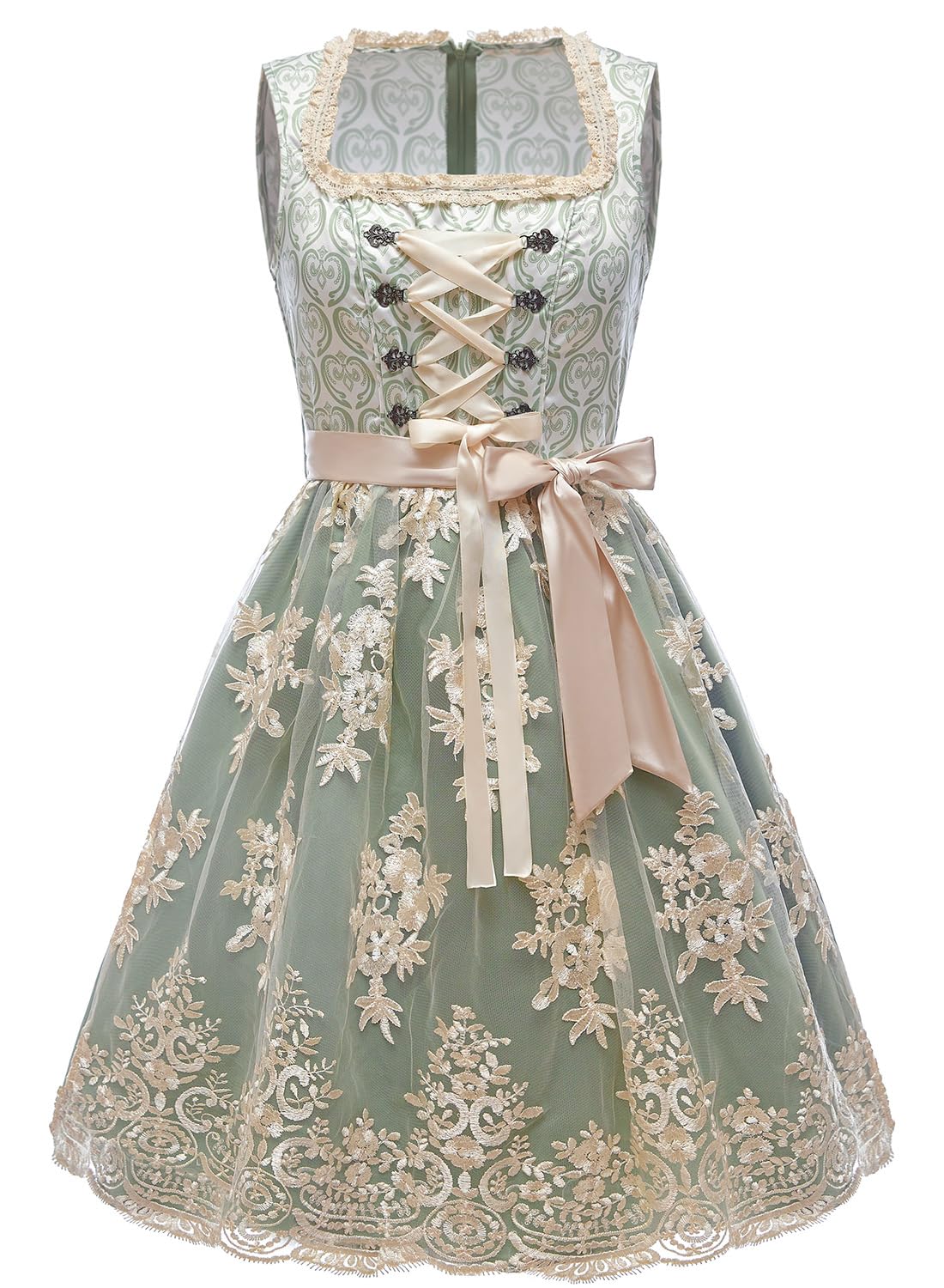 PLWEDDING Oktoberfest Outfits for Women, Dirndl Dresses, German Oktoberfest Dresses, Bavarian Carnival Costume, Cosplay(Green, XS)