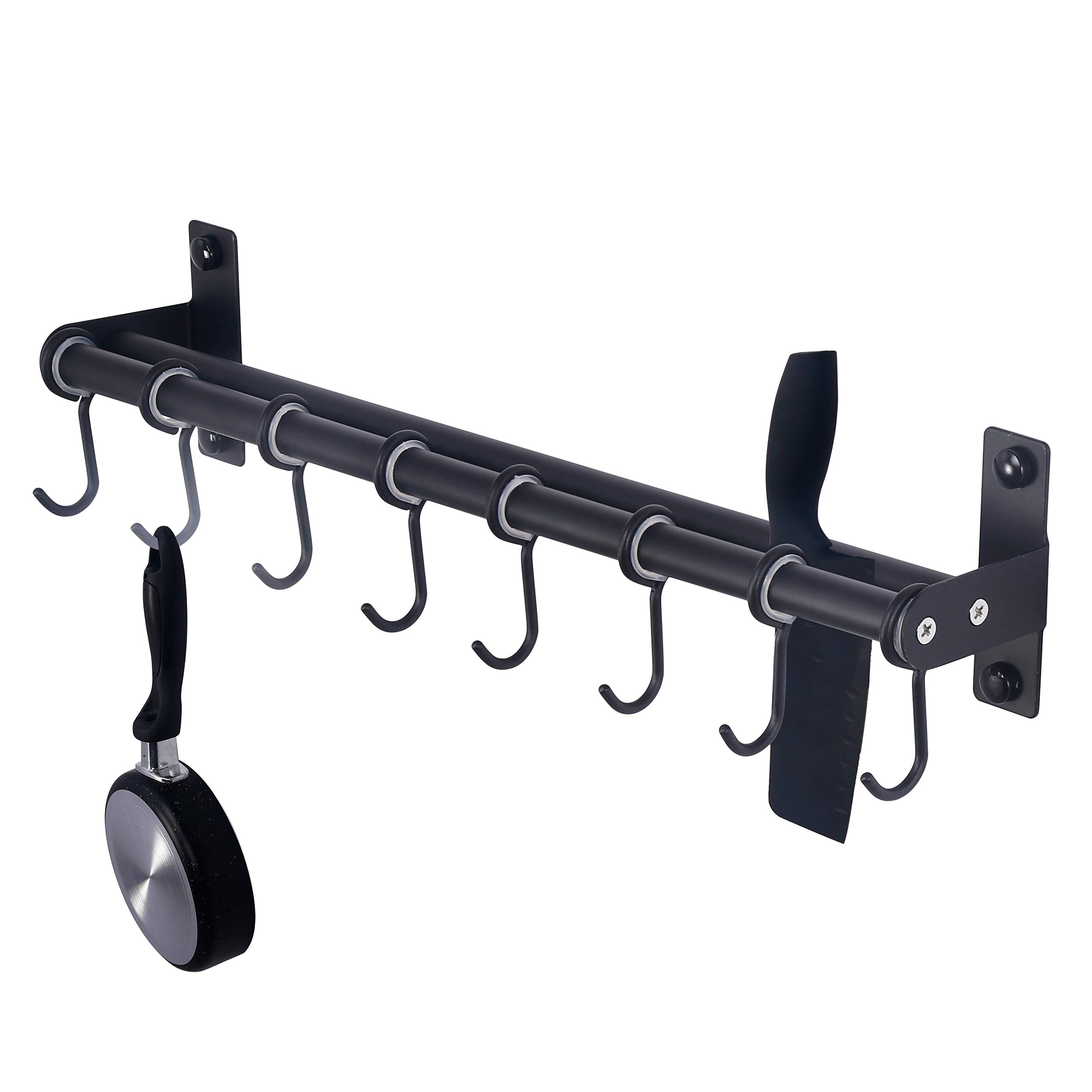 Dseap Pot Rack - Pots and Pans Hanging Rack Rail with 8 Hooks, Double Bars, Pot Hangers for Kitchen, Wall Mounted,Black โ image 1