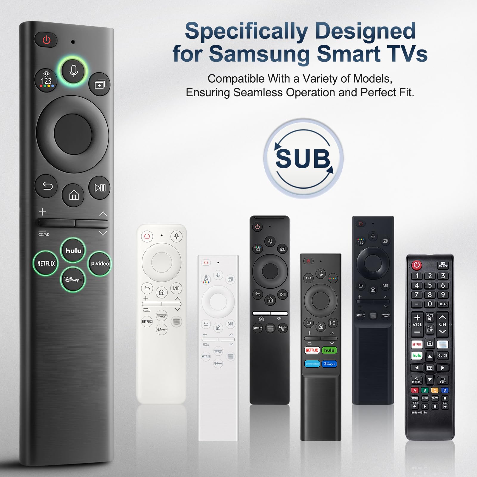 for Samsung-Smart-TV-Remote-Control-Replacement,Universal Remote for 2016 2025 Samsung Frame Curved Crystal Smart TVs, with Voice Control