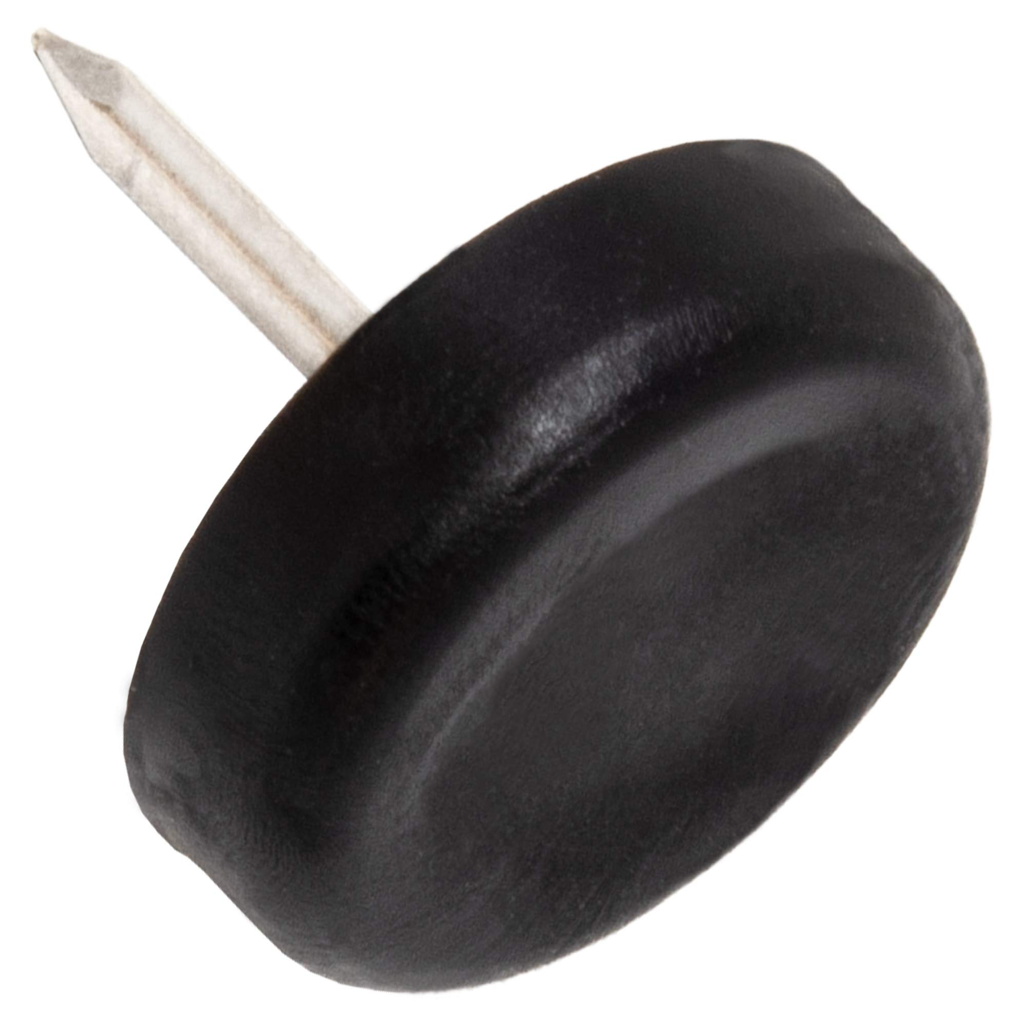 Adsamm® / 16 x Glides in plastic with nail | Ø 0,79'' (Ø 20 mm) | black | round | Premium quality furniture sliders with nail by Adsamm®
