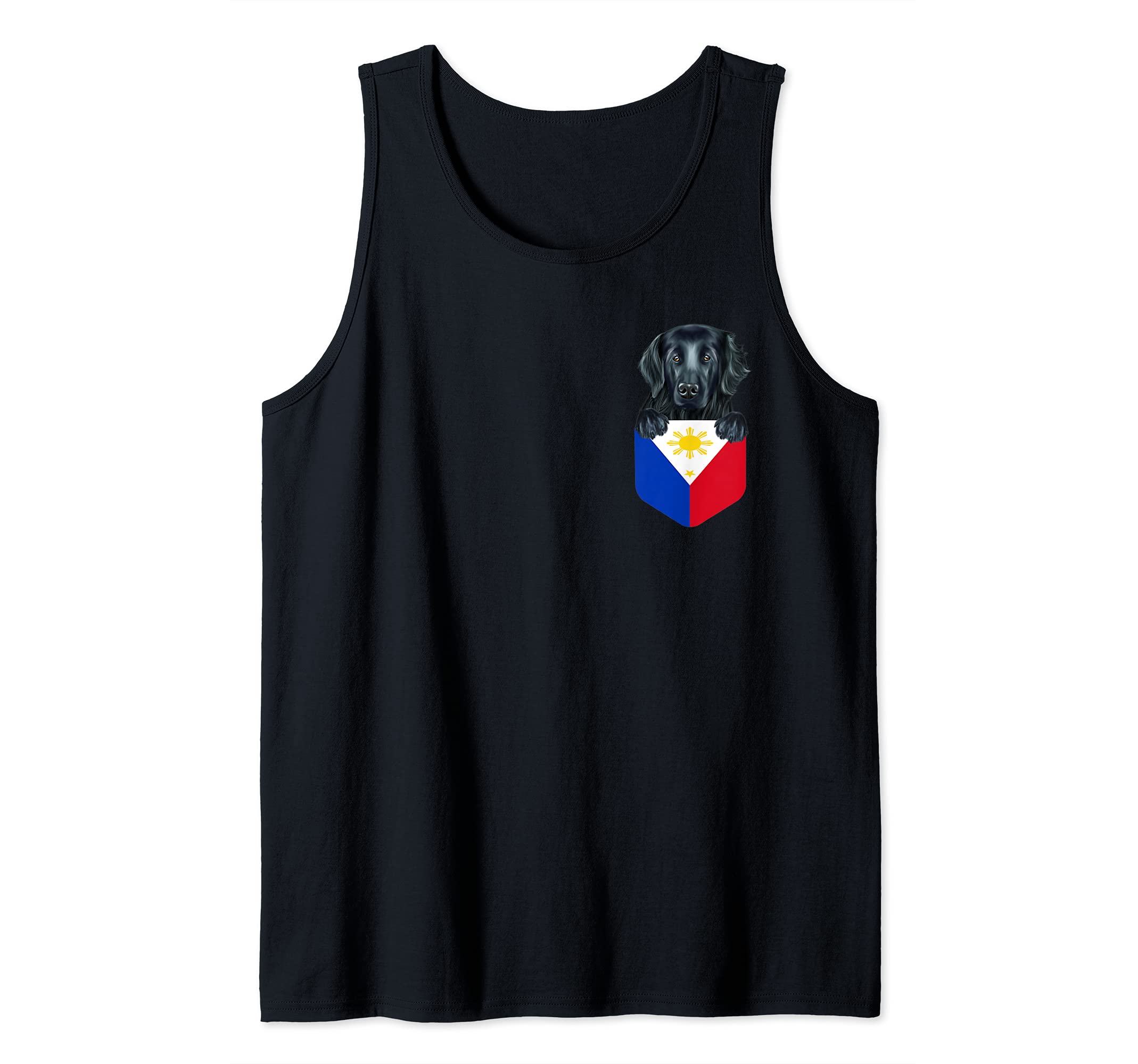 Philippines Flag Flat-Coated Retriever Dog In Pocket Tank Top