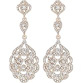 mecresh Wedding Teardrop Dangle Earrings Crystal Rhinestone Beaded Chandelier Earrings for Brides Gold