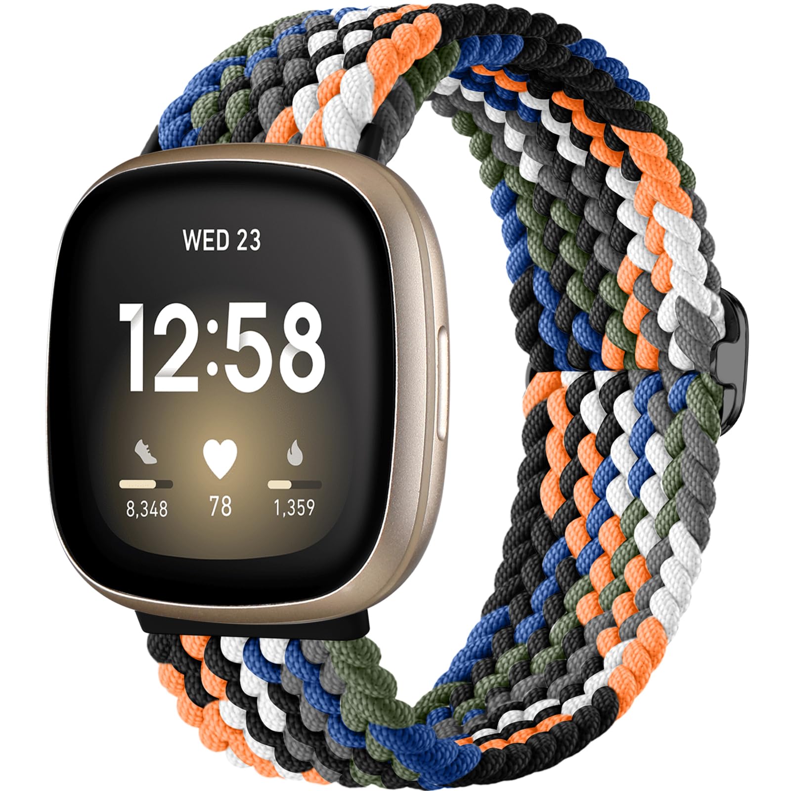 Maledan Comfortable Bands Compatible for Fitbit Sense 2/Sense Band Women Men, Soft Elastic Stretchy Nylon Strap Solo Loop Bracelet for Fitbit Versa 3/4 Smartwatch Wristband