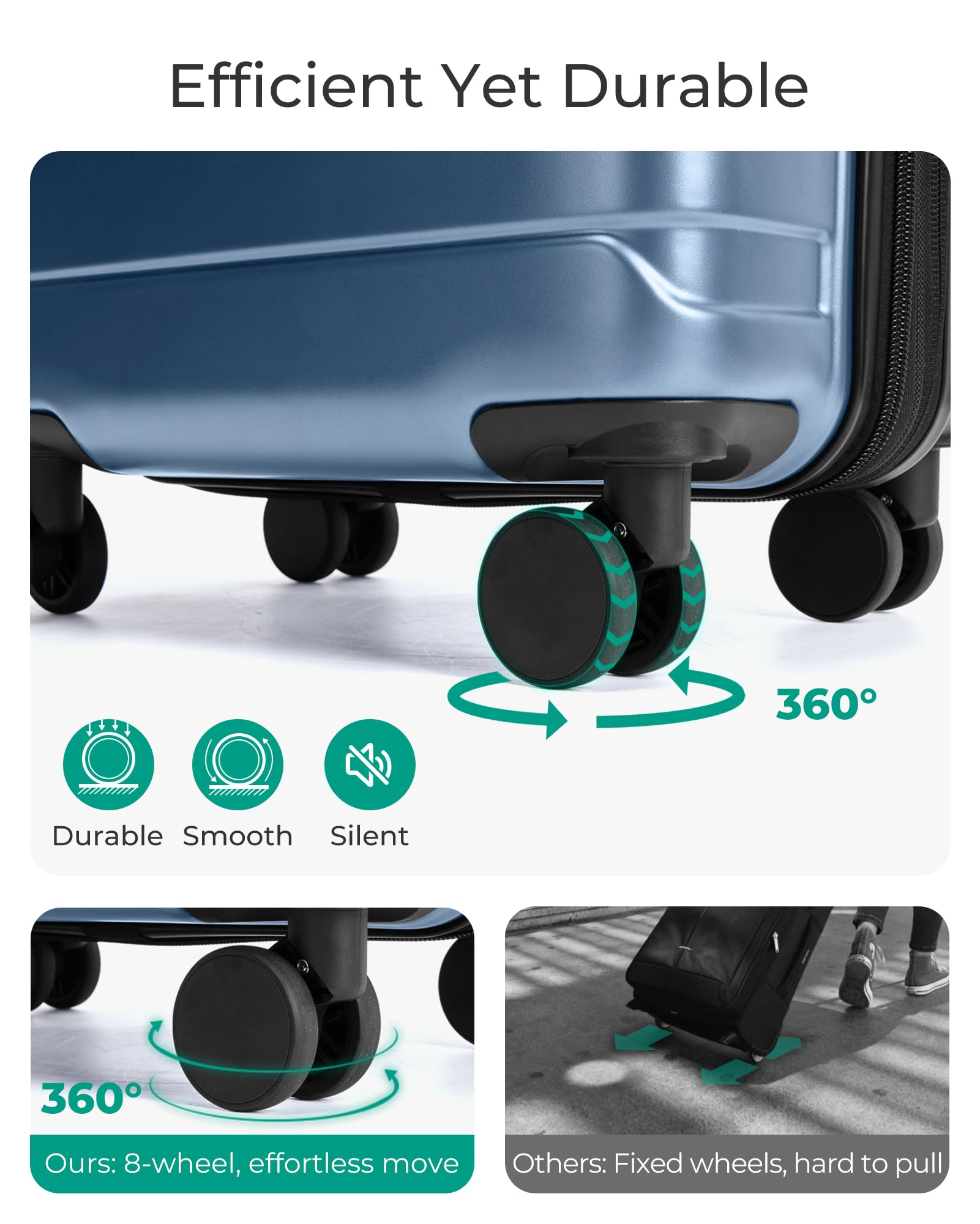 BAGSMART Carry On Luggage 22x14x9 Airline Approved with TSA Lock,20 Inch Lightweight Luggage with Spinner Wheels,100% PC Hard Shell Carry On Suitcases for Men Women,Royal Blue