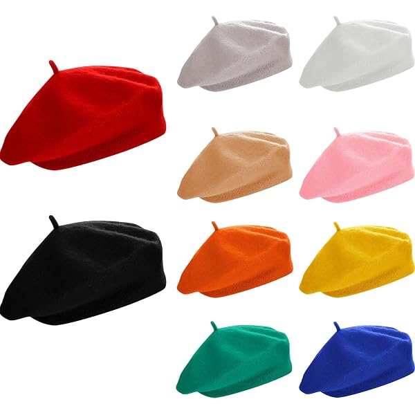 Jolbndcv Wool French Beret Hat 4 Pcs Artist Hat Red Barrette  display picture 1