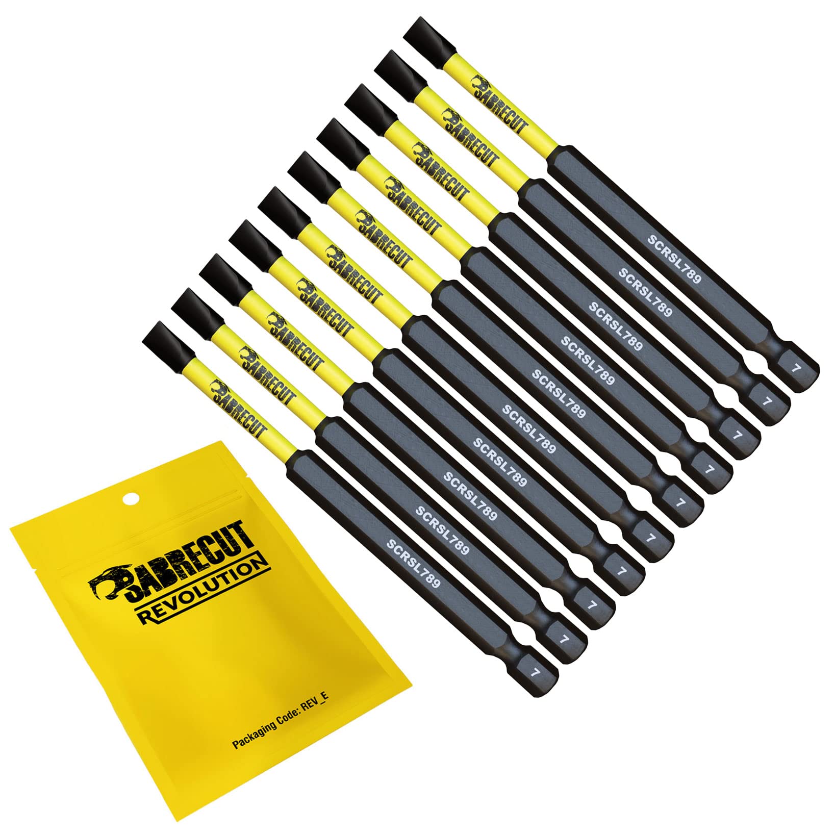 10 x SabreCut SCRSL789_10 89mm SL7 Slotted Magnetic Impact Screwdriver Driver Bits Set Single Ended Heavy Duty